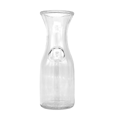 A 0.5 liter wine carafe with a decorative circular design on the front.