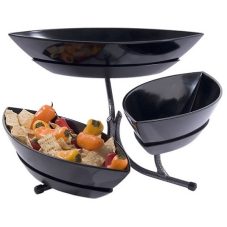 3 tier canoe bowl stand black